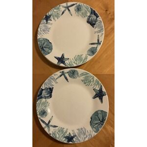 Royal Norfolk Shore Living‎ Set Of 4 Dinner Plates 10-1/2" Blue Turquoise Shells